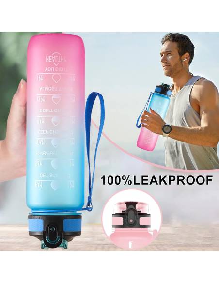 Reusable bottle 1 liter duo color (Yellow and pink)