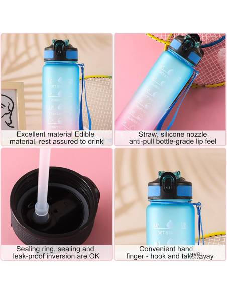 Botella reutilizable 1 litro color duo (Amarillo y rosa)