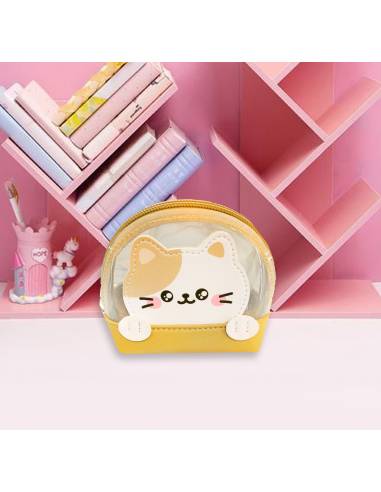 Monedero gatito kawaii marrón