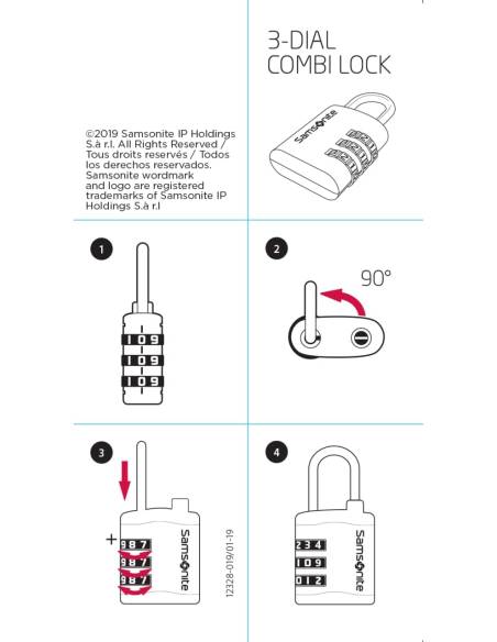 Samsonite Global Combilock 3-Digit Luggage Lock | Black
