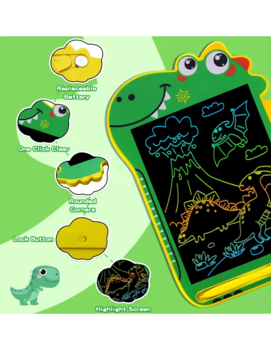 PIZARRA INFANTIL DINO AZUL