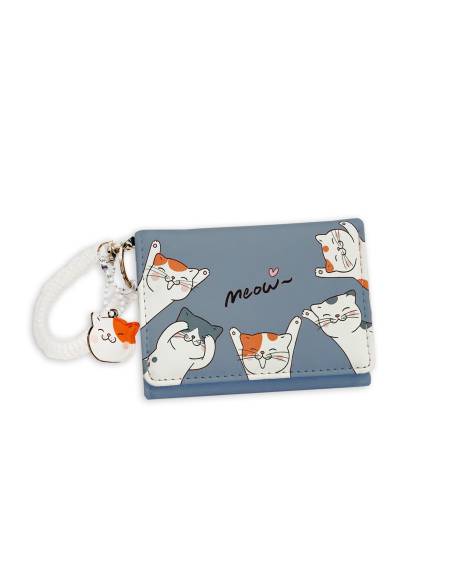 MONEDERO AZUL GATITOS FELICES
