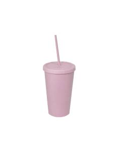 VASO CON PAJITA 650 ML ROSA...