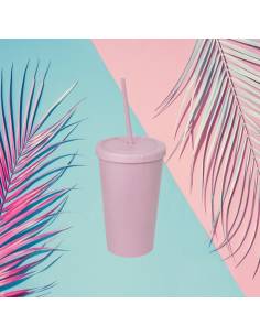 VASO CON PAJITA 650 ML ROSA... 2
