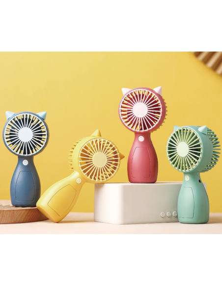 MINI VENTILADOR MANO OREJAS ROJO