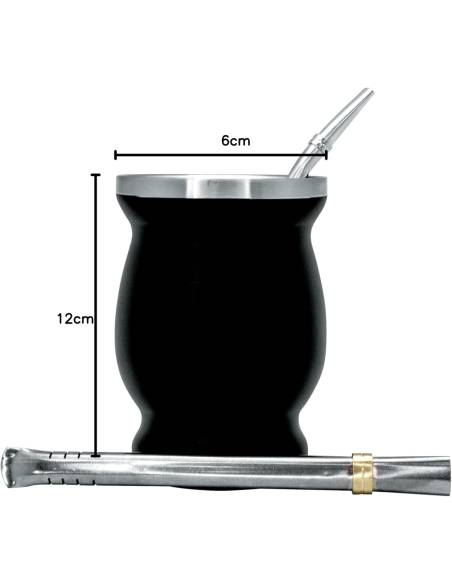 Kit de Mate con Vaso de Doble Pared de Acero Inoxidable de 250 ml + dos Bombillas Pipas para Mate con cepillo limpiador