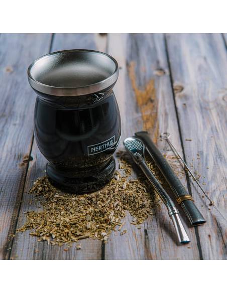 Kit de Mate con Vaso de Doble Pared de Acero Inoxidable de 250 ml + dos Bombillas Pipas para Mate con cepillo limpiador
