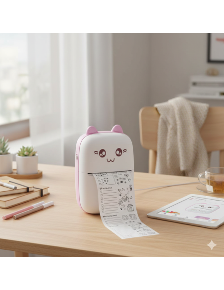 Mini Impresora Gato Térmica Bluetooth | Color Rosa