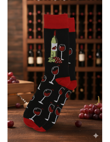 Calcetines Altos Negros "Viva el vino"