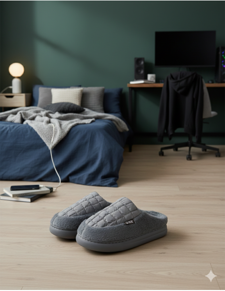 Quilted house slippers | Grey Color