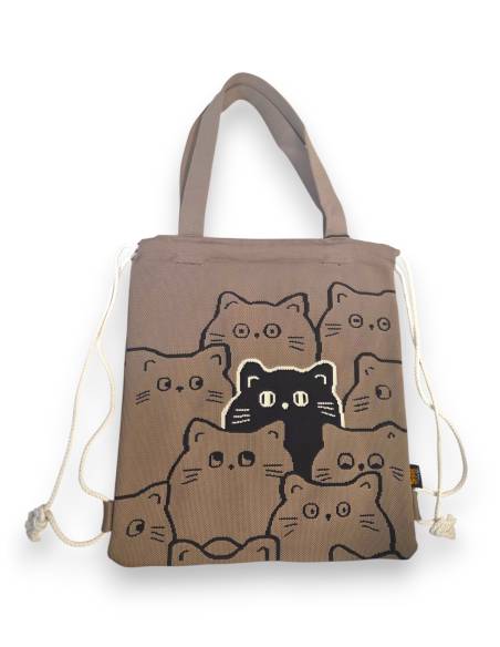 Bolso Multiusos con Cordón – Diseño de Gatos Ilustrados