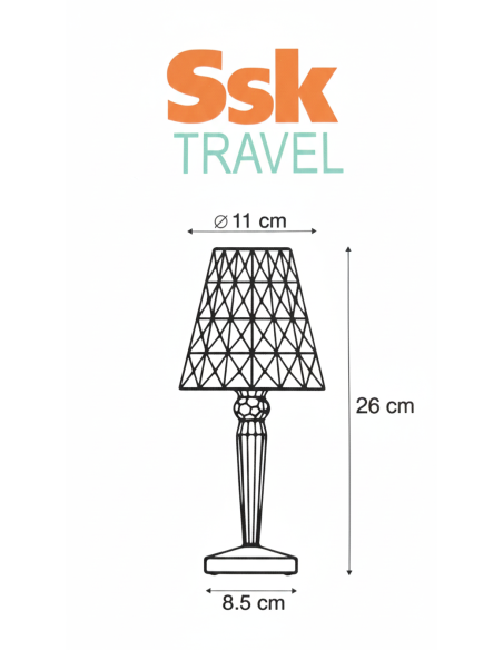 Lámpara LED Cónica y Recargable Ssk TRAVEL - 26 cm - 3 Niveles de Intensidad - USB-C