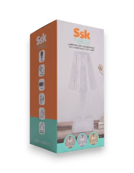 Lámpara LED Cónica y Recargable Ssk TRAVEL - 26 cm - 3 Niveles de Intensidad - USB-C