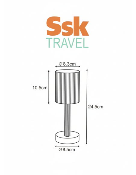 Lámpara LED Cilíndrica y Recargable Ssk TRAVEL - 26cm - 3 Niveles de Intensidad - USB-C