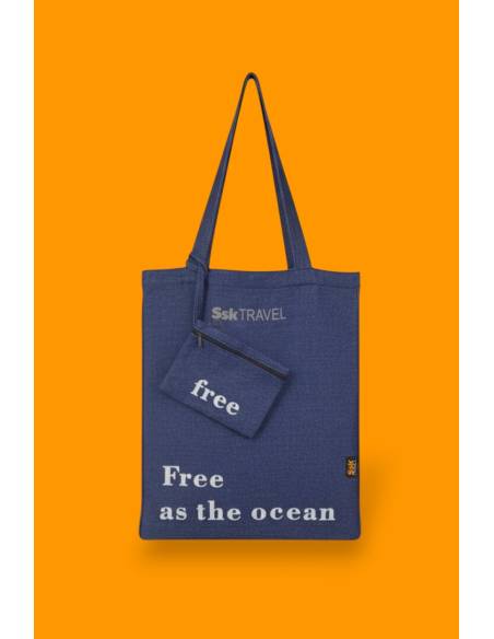 Bolso Tote Bag SSK Travel "Free as the Ocean"  Denim