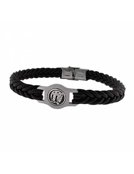 Pulsera Skull Rider de acero y piel hombre SR020N / Skull Rider