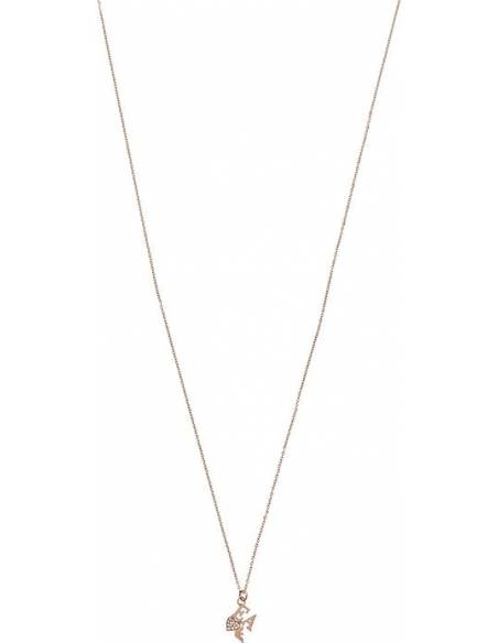 Collar Emporio Armani EGS2898710 de acero dorado con colgante triangular y zirconia