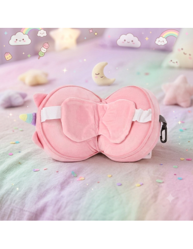 Almohada Viaje Y Antifaz Unicornio rosa