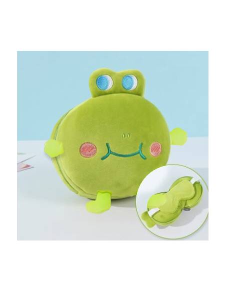 Almohada Viaje Y Antifaz Rana verde infantil