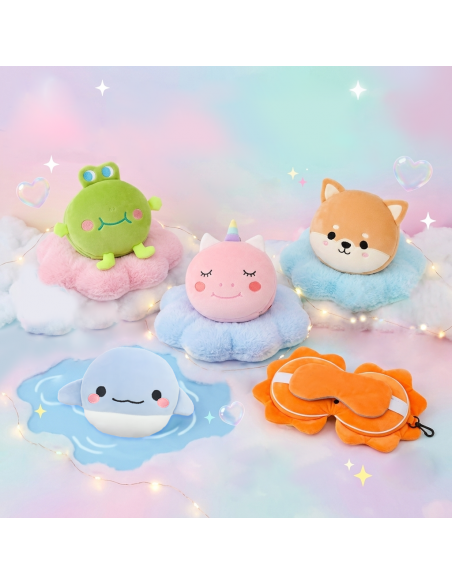 Almohada Viaje Y Antifaz Perro naranja infantil