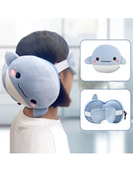 Almohada Viaje Y Antifaz Delfin azul infantil