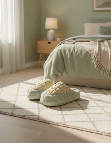 Chinelos acolchoados | Cor Verde