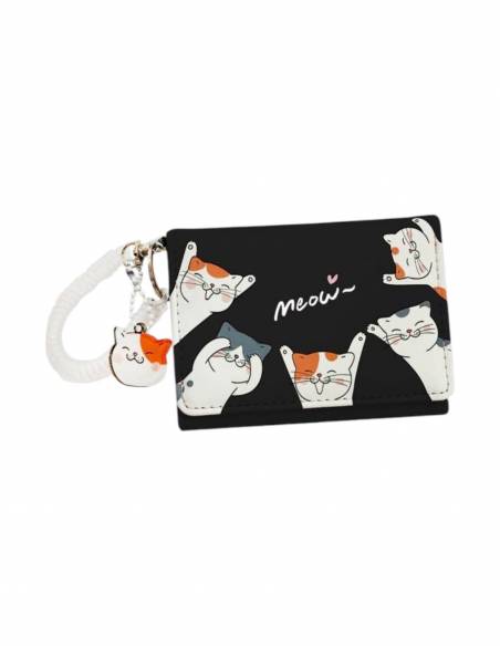 MONEDERO NEGRO GATITOS FELICES