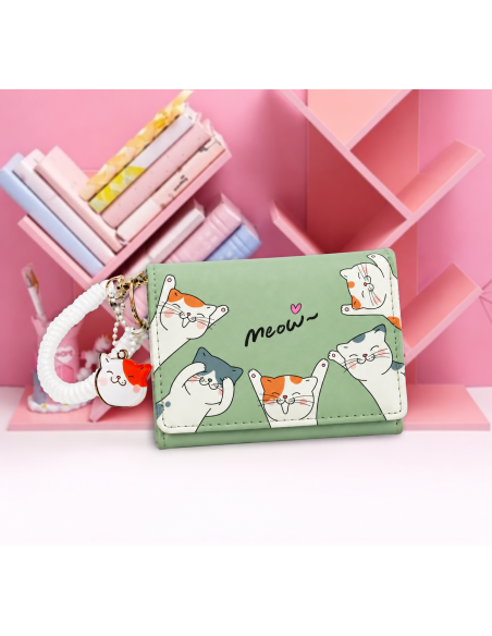 Monedero SSK Travel Verde Gatitos Felices