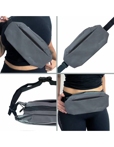 RIÑONERA URBANFEEL - CREMALLERA DE SEGURIDAD FRONTAL - COLECCIÓN LIAM - GRIS