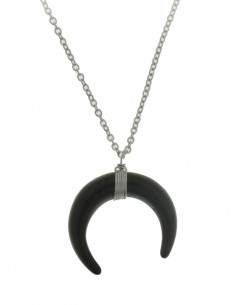 COLLAR ROMA LUNA NEGRO Y ACERO 2
