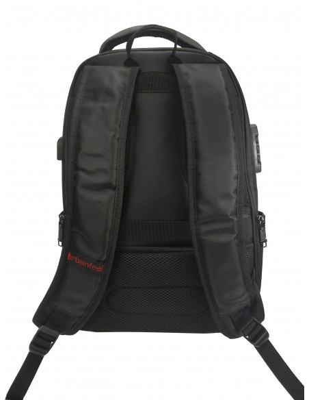 MOCHILA URBANFEEL CON CIERRE SEGURIDAD CON PUERTO DE CARGA USB NEGRO