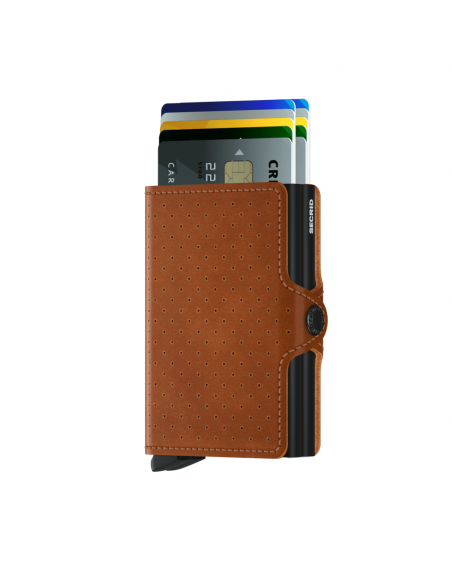 SECRID TWINWALLET PERFORATED COGNAC
