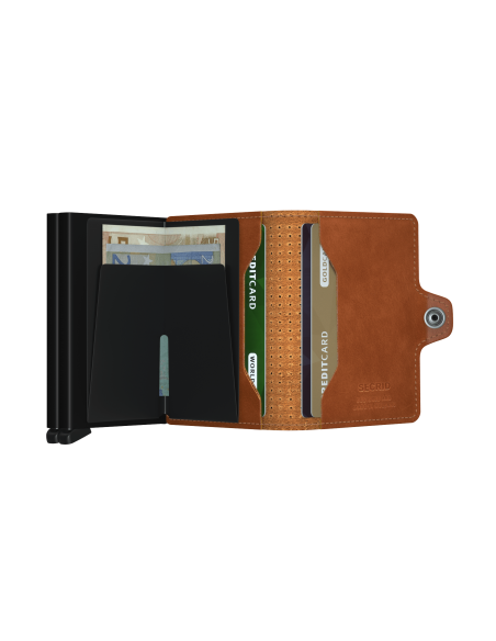 SECRID TWINWALLET PERFORATED COGNAC
