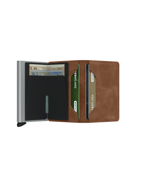SECRID Cartera Slimwallet Vintage Cognac-Silver