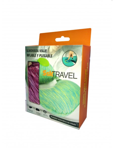PINK INFLATABLE AND FOLDABLE TRAVEL PILLOW