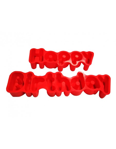 Molde de silicona con la frase HAPPY BIRTHDAY ideal para hacer cubitos de hielo, chocolatinas