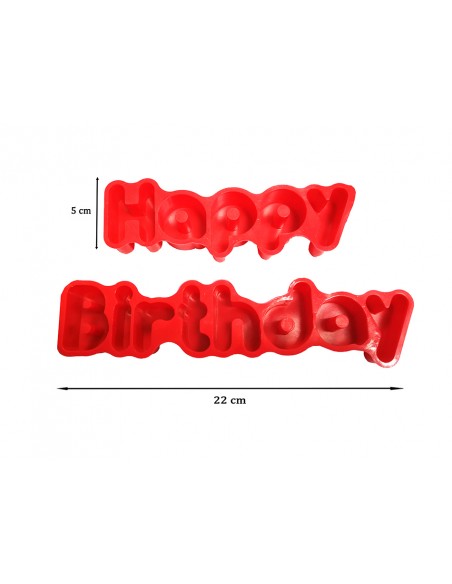 Molde de silicona con la frase HAPPY BIRTHDAY ideal para hacer cubitos de hielo, chocolatinas
